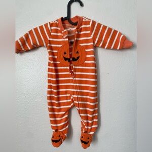 Halloween Orange Striped Pumpkin One Piece for 3 month old babies